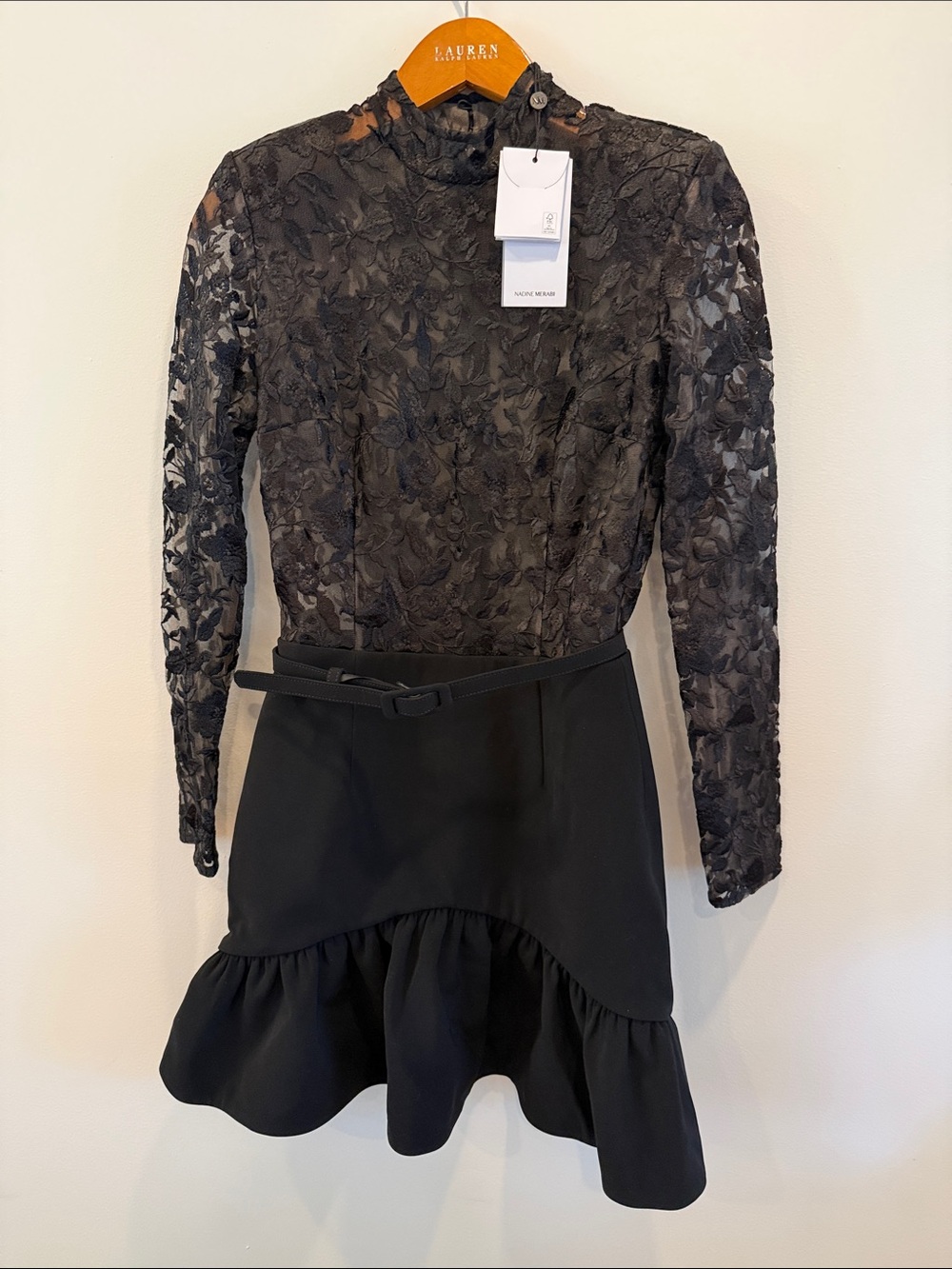 Nadine Merabi mini dress lace black NWT